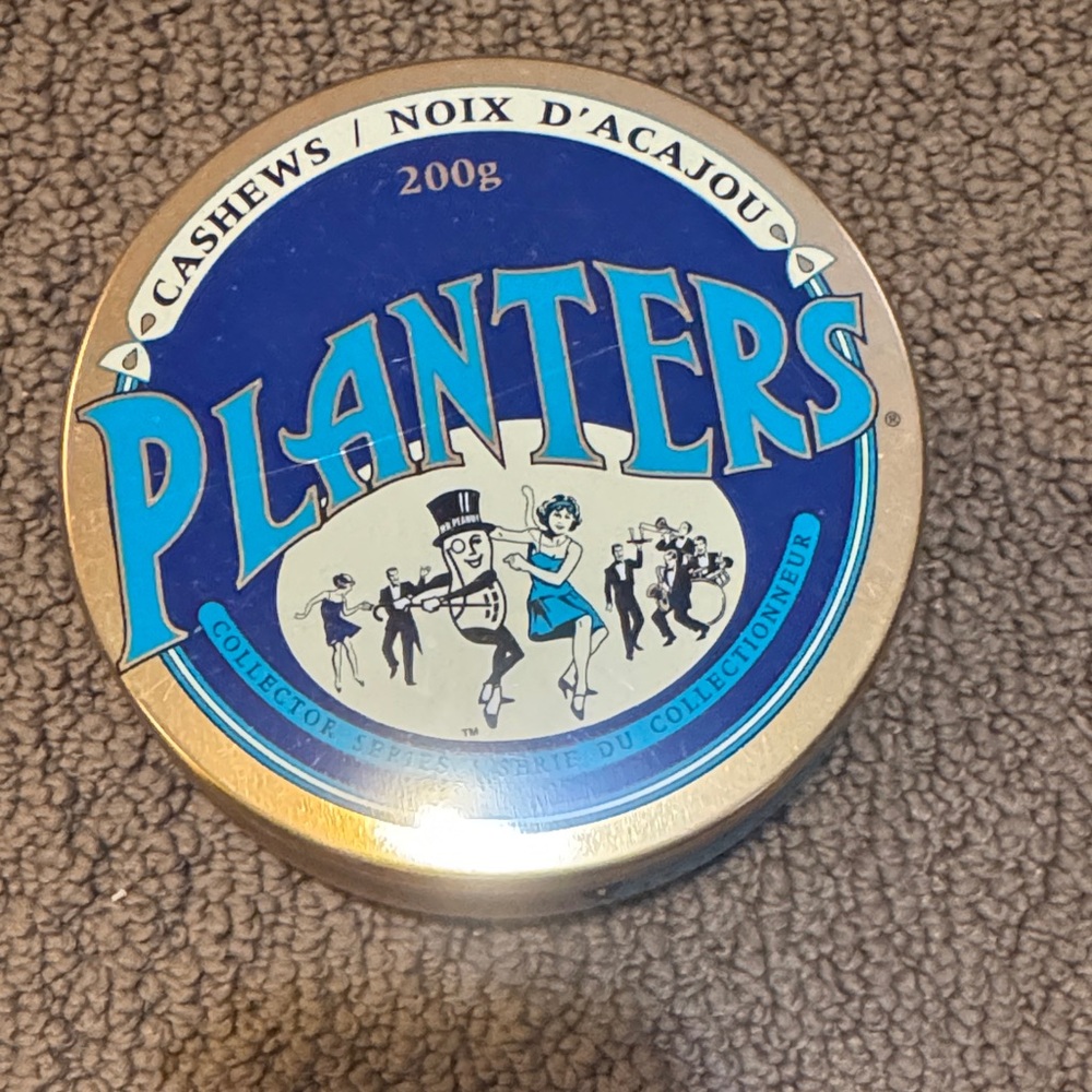 Planters Vintage-Style Cashews Tin - Blue & Gold